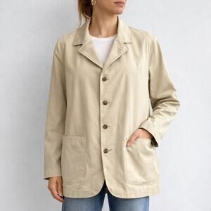 Brioni Women’s Cotton Car Coat Large Beige Unlined Italy 38” Chest Y2K